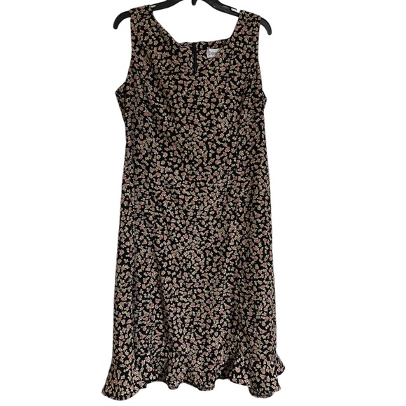 Danny & Nicole Dresses & Skirts - Danny & Nicole Black Ditsy Floral V-Neck Maxi Dress 90s Y2K Sz 14